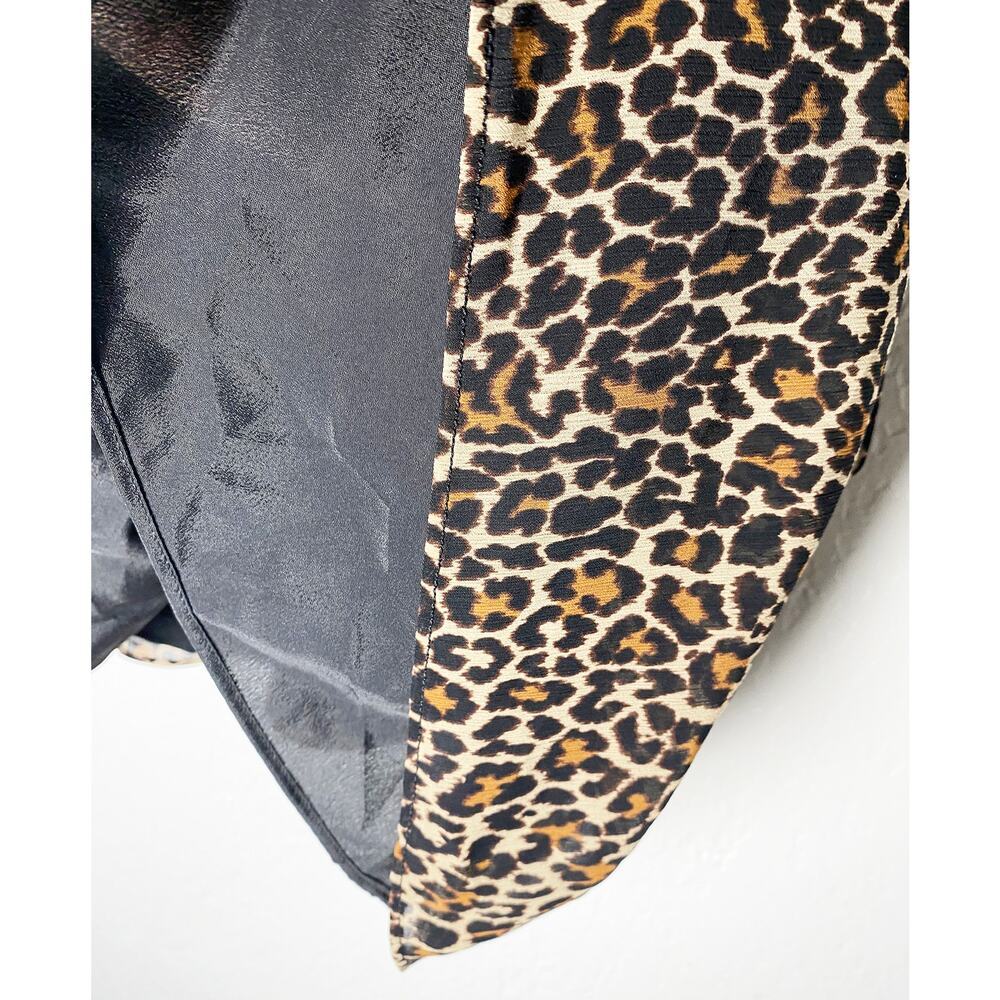 J. Crew Women's Tan Black Leopard Print Ruffle Neck Short Sleeve Peplum Blouse - Picture 9 of 12